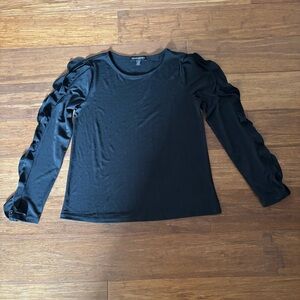 Banana Republic Black Ruffle Cutout Sleeve Top XS